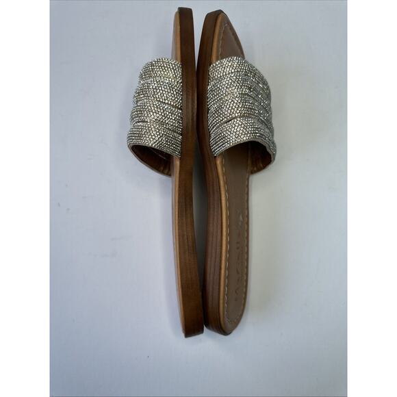 Mariella Leather Slip-On Sandals Faux Diamond Accent Size 8 - Picture 6 of 10